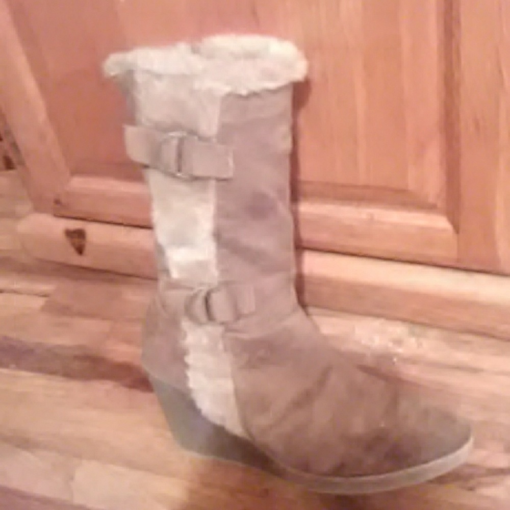 Buckled fur boots